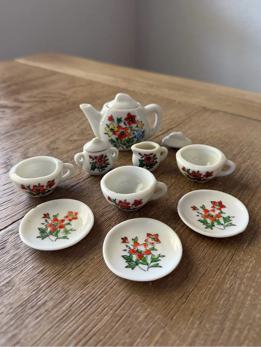 Vintage Miniature Porcelain Tea Set Made in Japan, Floral Pattern, 12 piece, EUC - Picture 2 of 14